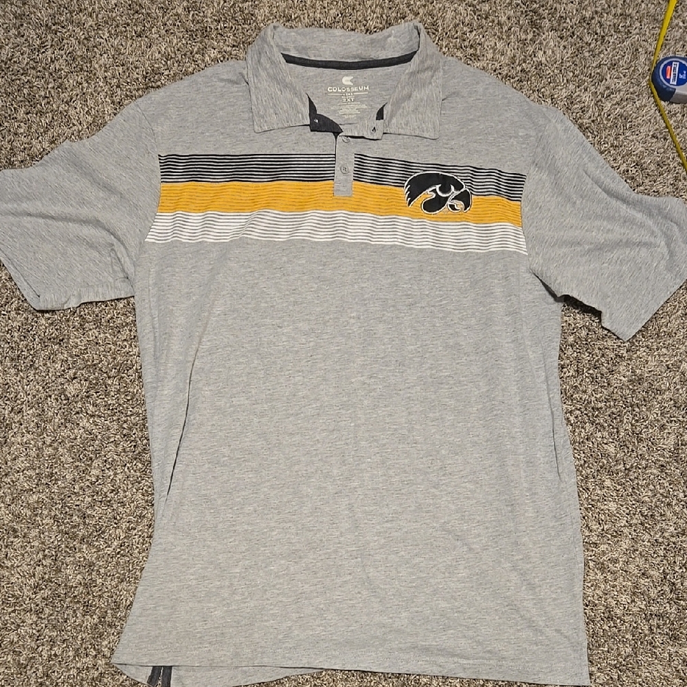 Colosseum Men's Polo Shirt with Gray and Gold Stripes 2XLT